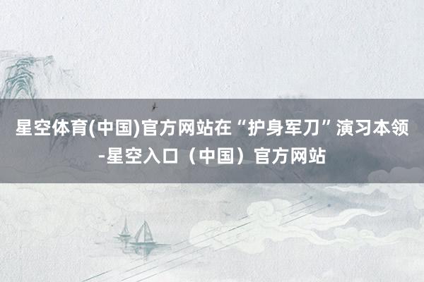 星空体育(中国)官方网站在“护身军刀”演习本领-星空入口(中国)官方网站