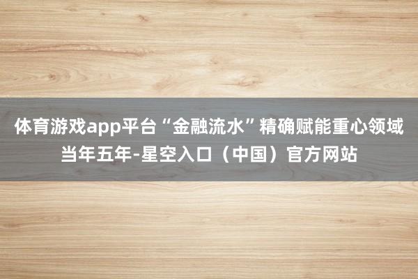 体育游戏app平台“金融流水”精确赋能重心领域当年五年-星空入口（中国）官方网站